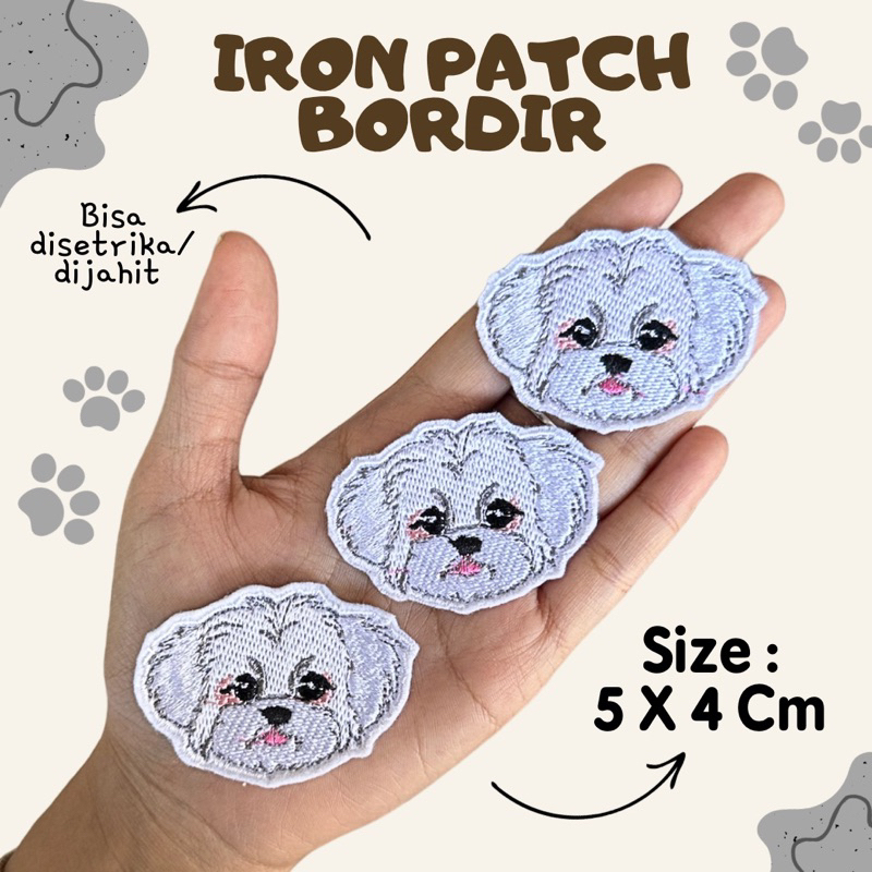 ( BISA SETRIKA / JAHIT ) Iron Patch bordir Dog Patch Iron Doggy puppy Emblem Bordir Anjing Bordil Bo