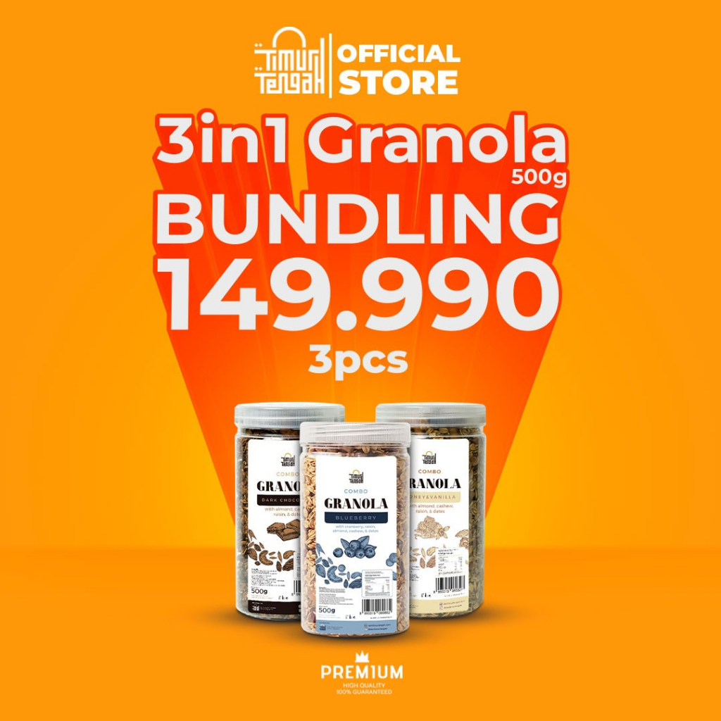 

Paket Hemat [Bundling 3 Produk) Granola 500gr Timur Tengah Sereal Makanan Sehat