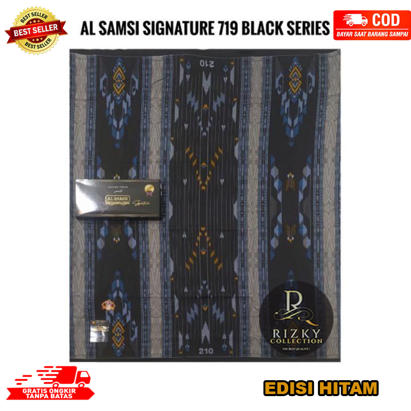 SARUNG AL SAMSI SIGNATURE KUALITAS PREMIUM/ SARUNG PRIA AL SAMSI MOTIF BHS EDISI HITAM