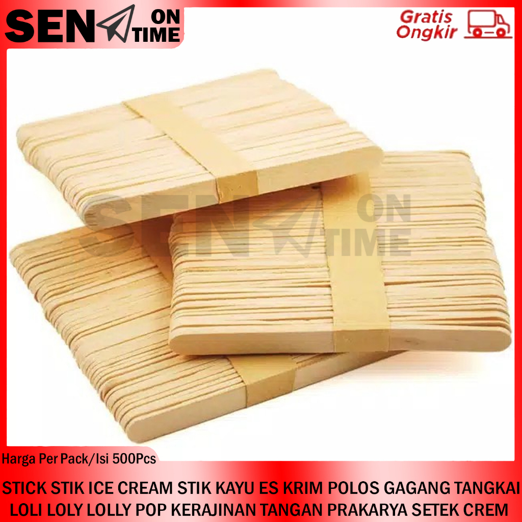 STICK STIK ICE CREAM STIK KAYU ES KRIM POLOS GAGANG TANGKAI LOLI LOLY LOLLY POP KERAJINAN TANGAN PRA