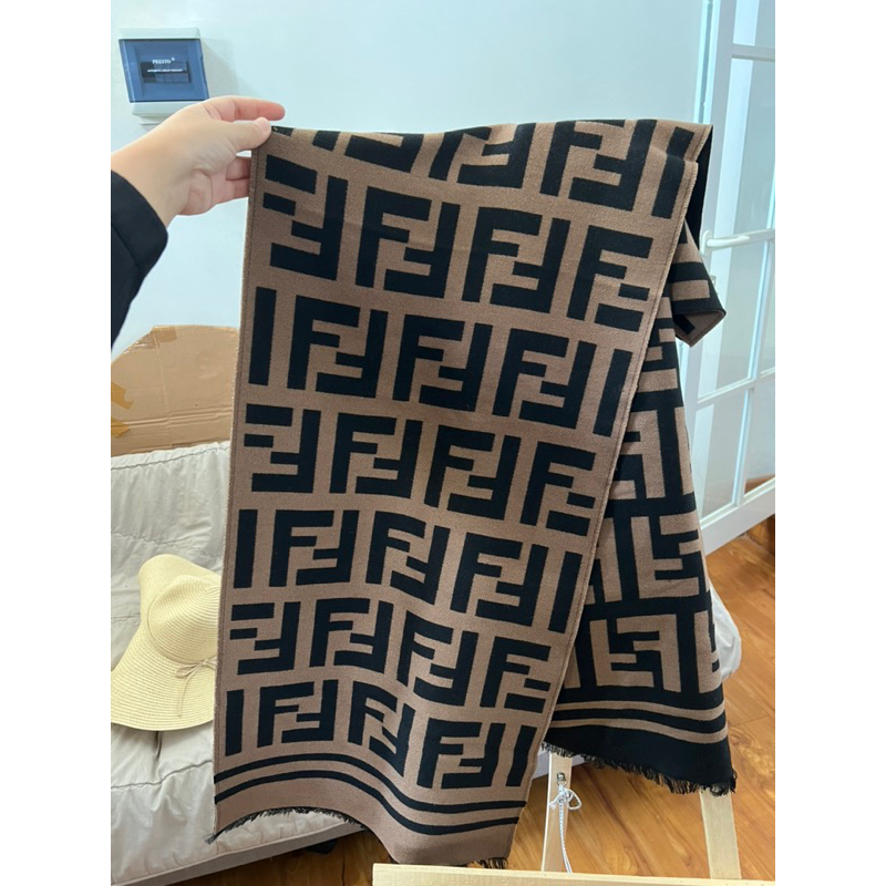 FENDI Intrasia Wool & Silk Blend Scarf Original Preloved