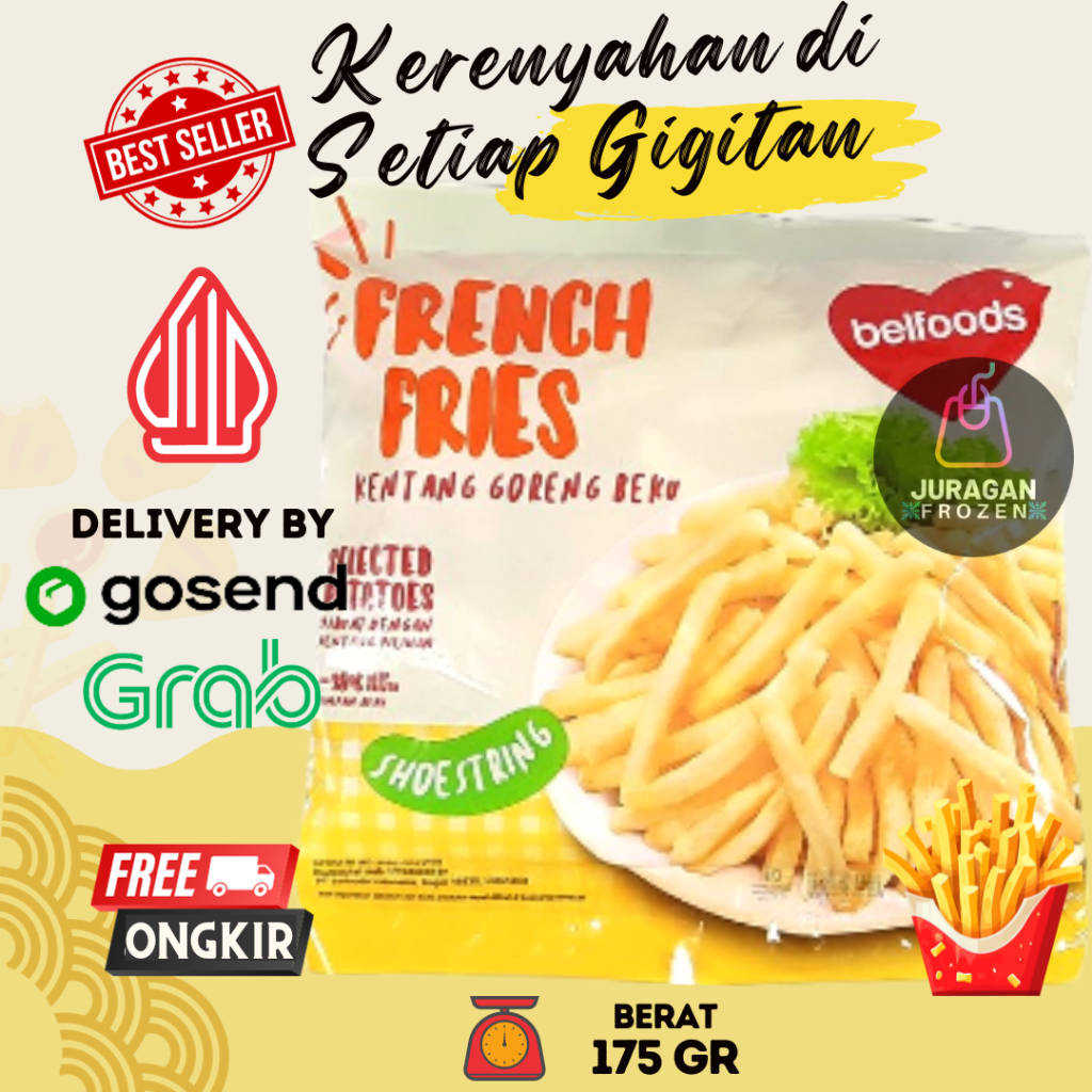 

BELFOODS KENTANG GORENG FRENCH FRIES SHOESTRING FROZEN IMPORT MURAH 175GR