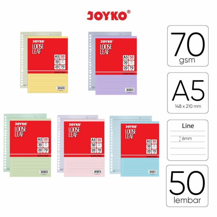 

Loose Leaf Color Joyko A5 101CO-50/ Isi Binder isi 50