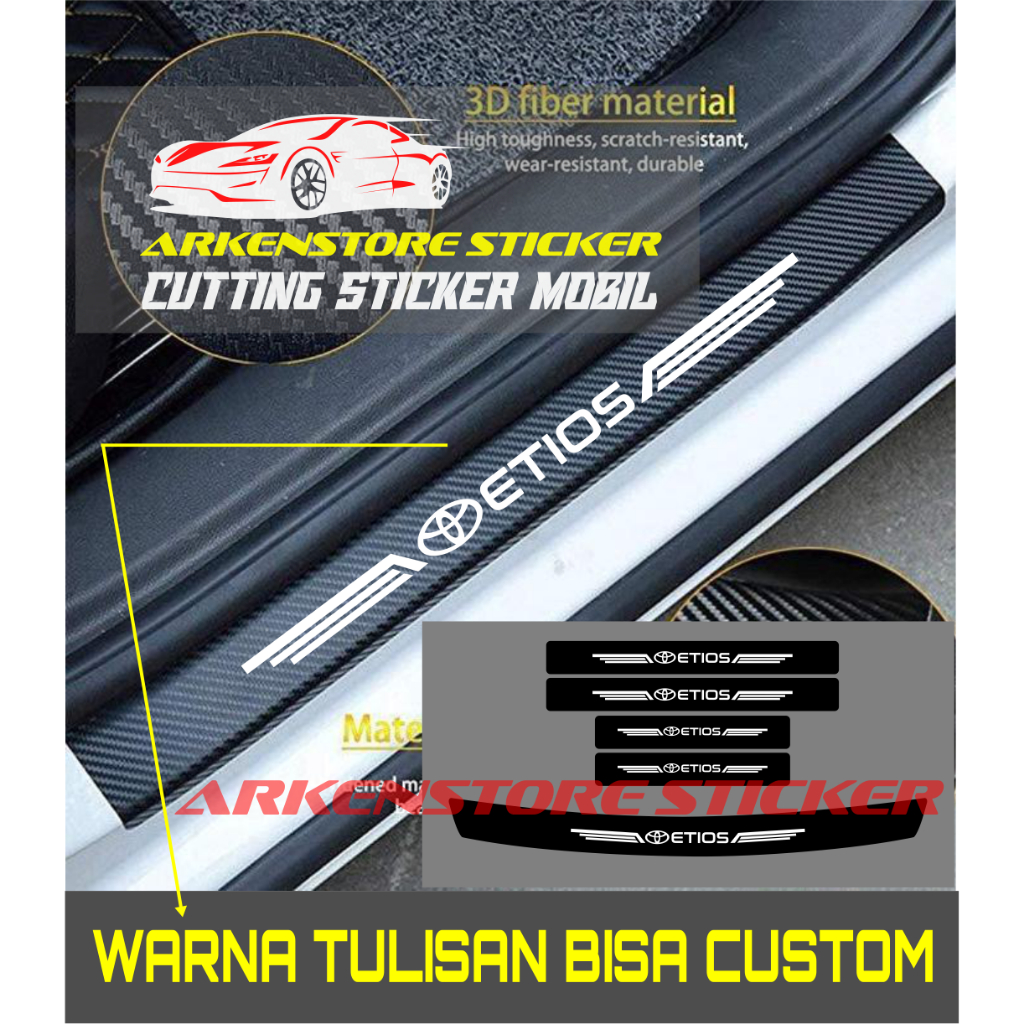 sticker sill plate carbon 3d mobil etios sticker karbon 3d pelindung pijakan bumper bagasi toyota et