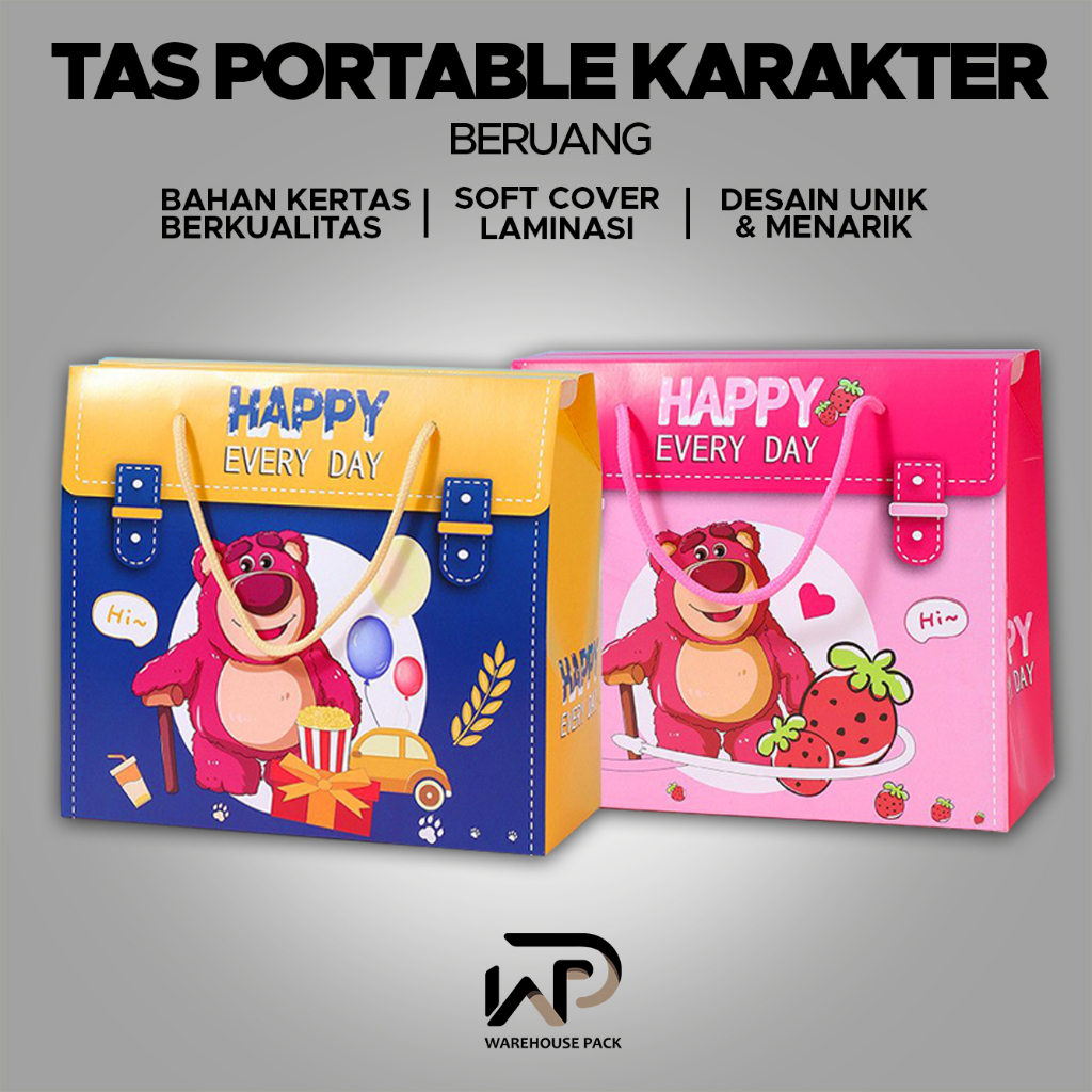 

Box Hampers Karakter Beruang | Tas Hampers Ulang Tahun Anak |Kotak Kado Souvenir