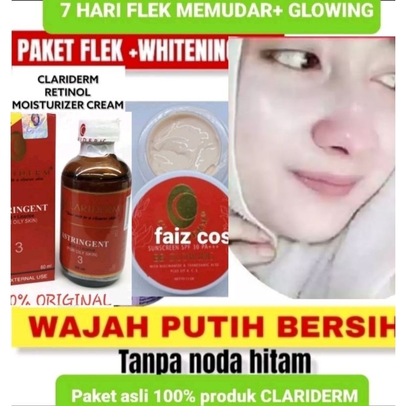 CLARIDERM & R D L  ASLI TONER GLOWING & PELICIN/TONER CLARIDERM ORIGINAL ASLI 100%