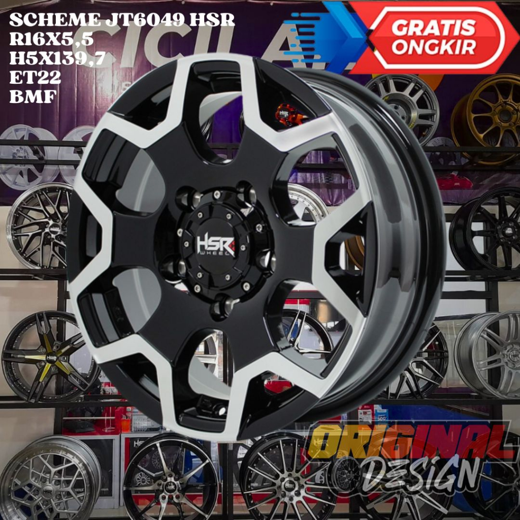 Velg Mobil Ring 16 MURAH HSR SCHEME R16 LEBAR 5,5 LOBANG BAUT 5 ET22 BMF