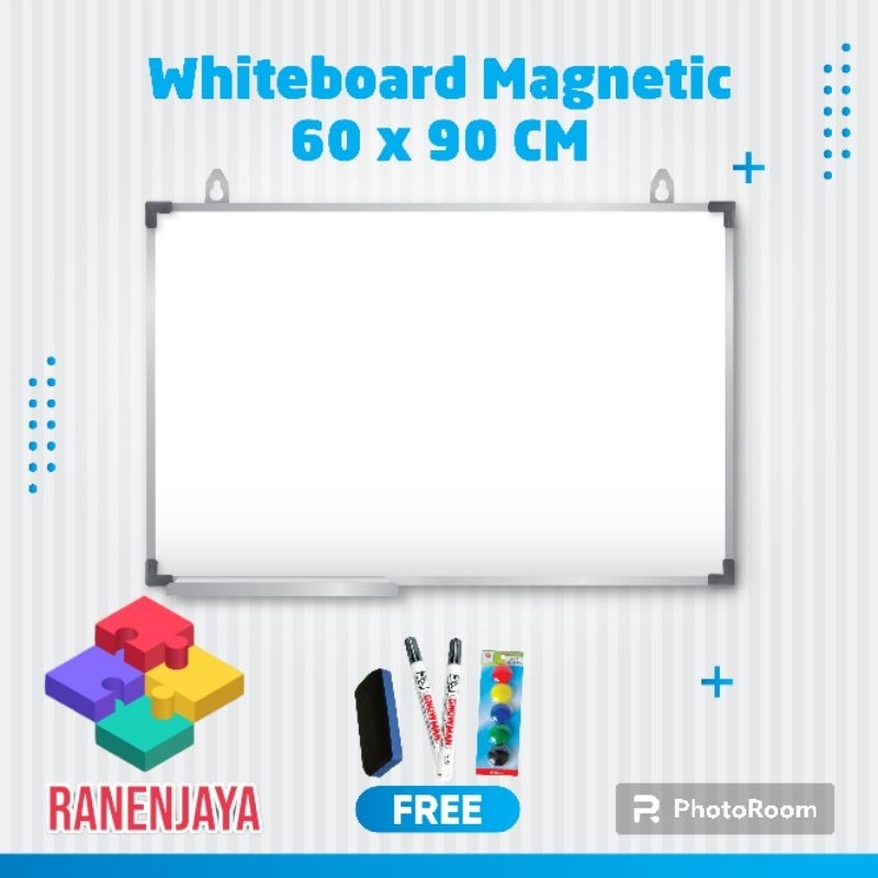 

whiteboard/papan tulis magnetic merk RanenJaya uk 60x90 cm
