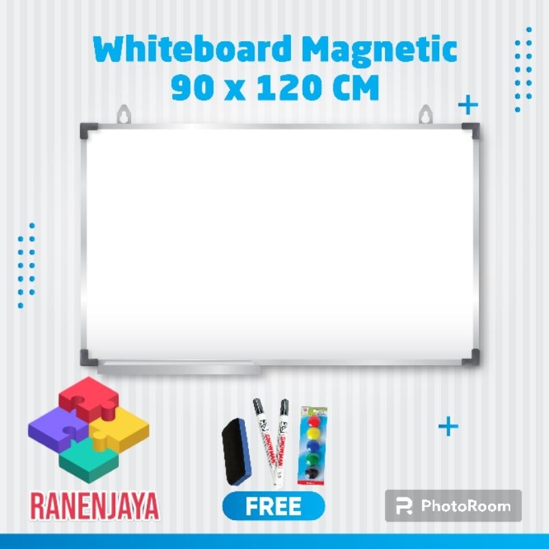 

whiteboard/papan tulis magnetic merk RanenJaya uk 90x120 cm