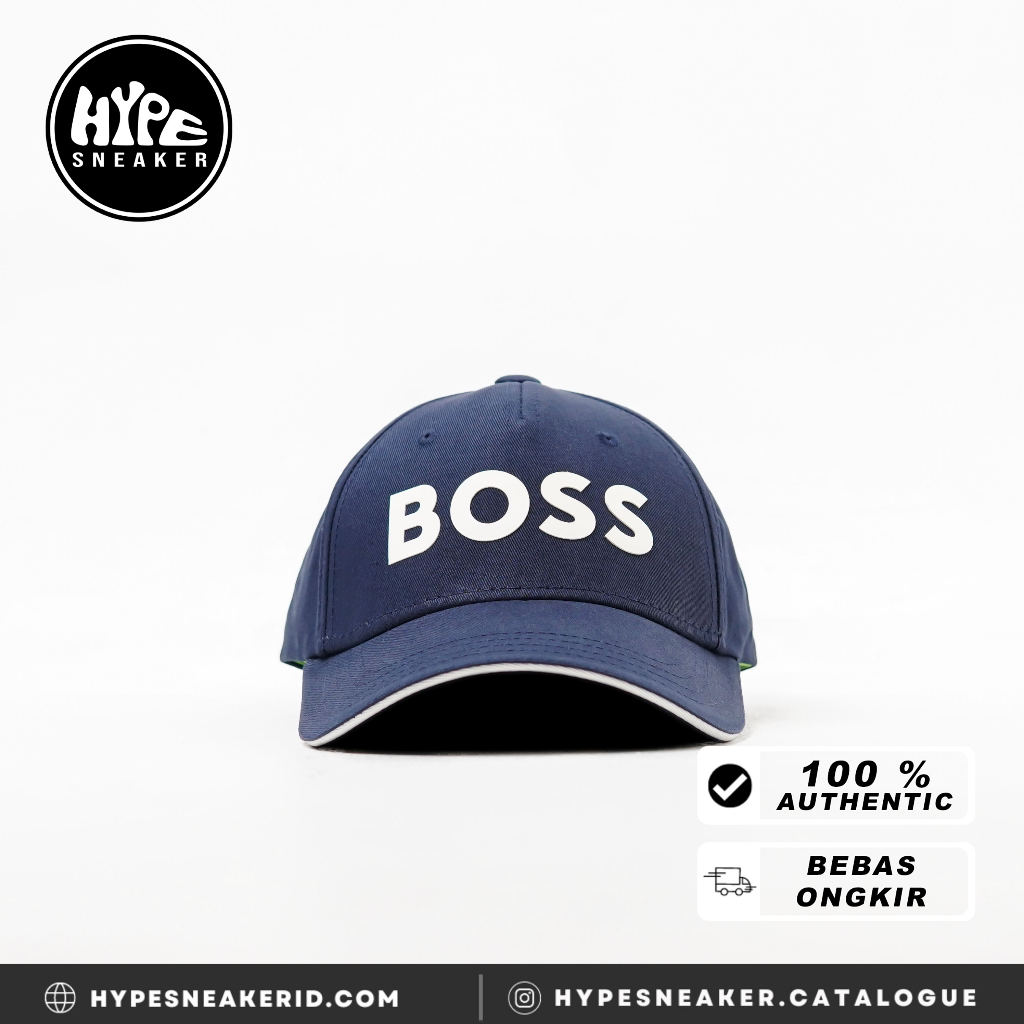 Topi HUGO BOSS BIG TEXT WHITE NAVY CAP - OS / ADJ 100% ORIGINAL