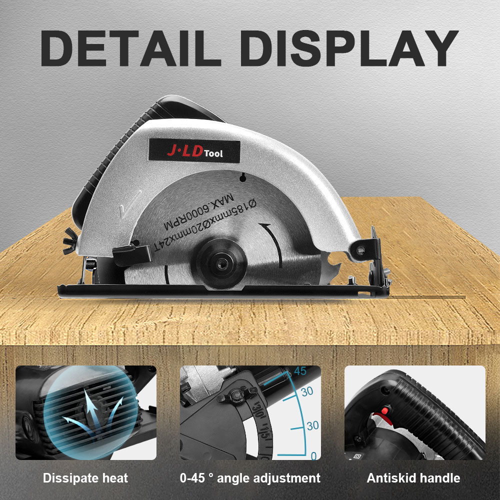 BIG DEALS JLD Mesin Gergaji J1857 Mesin Potong kayu 900W Circular Saw Marble Cutter Keramik 0-45