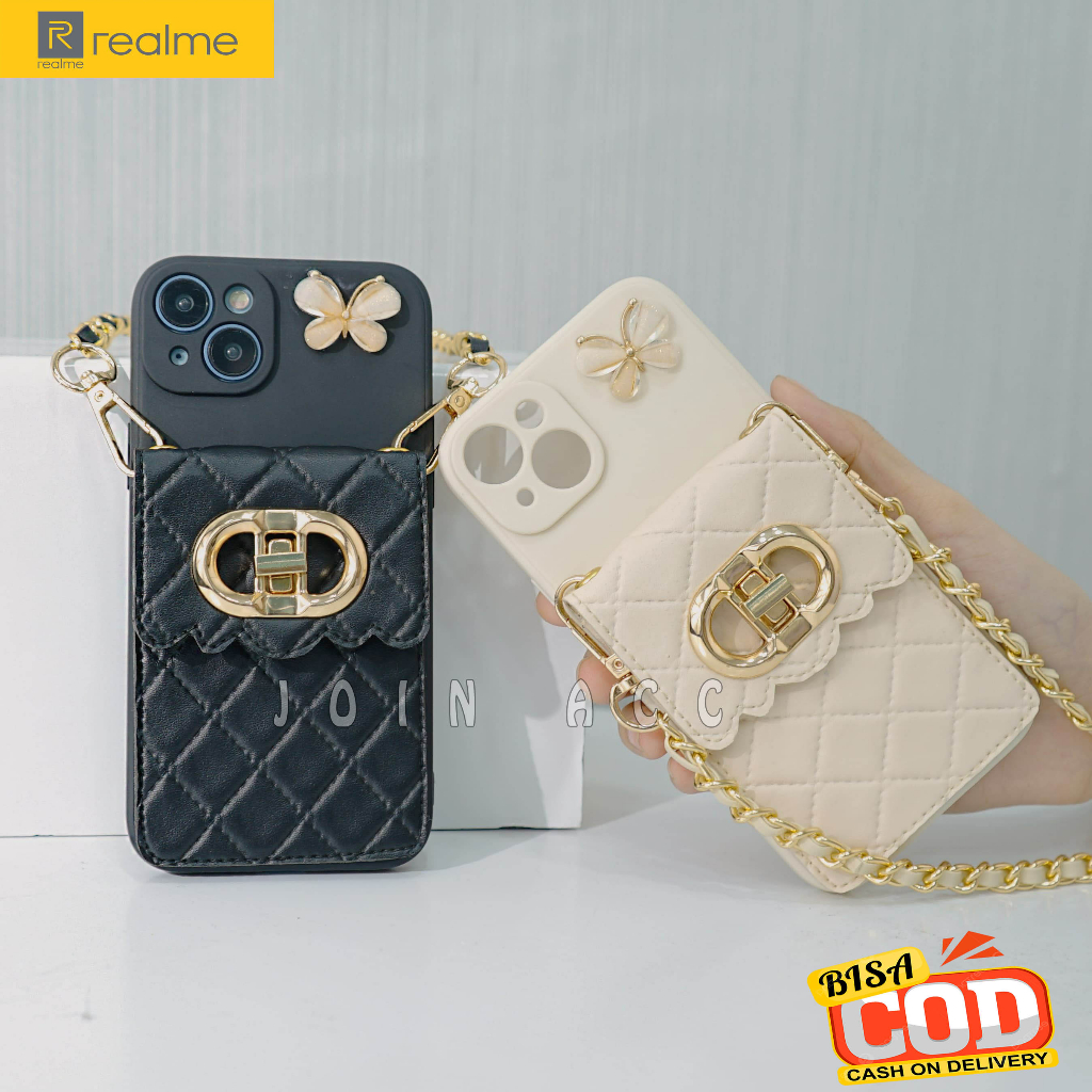 Case Dompet Elegan Dior Realme C53 C33 C55 C31 C30 C35 10 5G 8 4G/5G 8I 9 Pro 9I  Narzo 50I Narzo 50