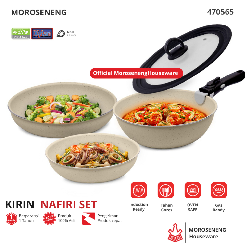 Kirin Nafiri Set Series Wajan Removable Handle Anti Lengket