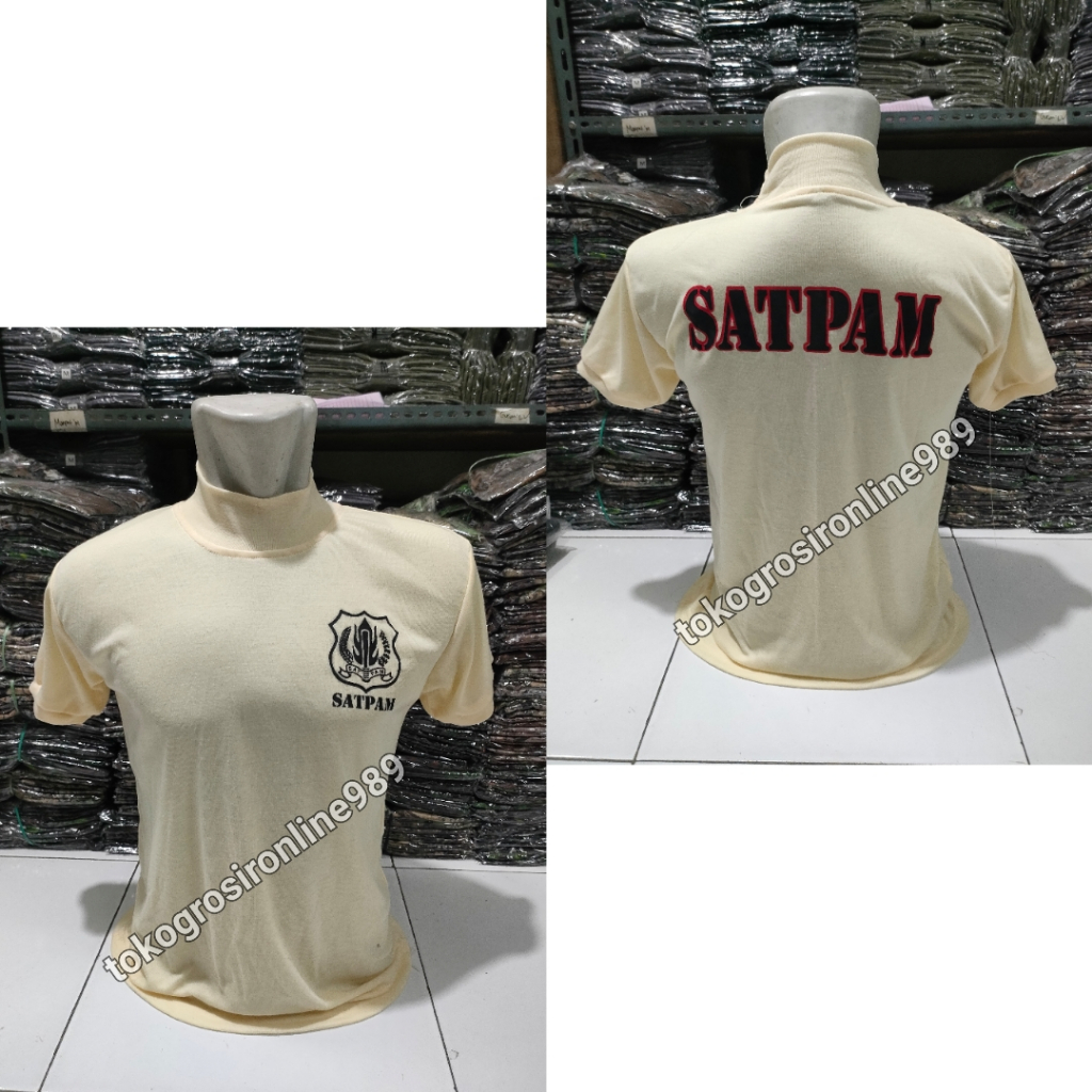 Kaos satpam Kaos satpam terbaru Kaos satpam model kerah tinggi Kaos satpam warna cream/krem