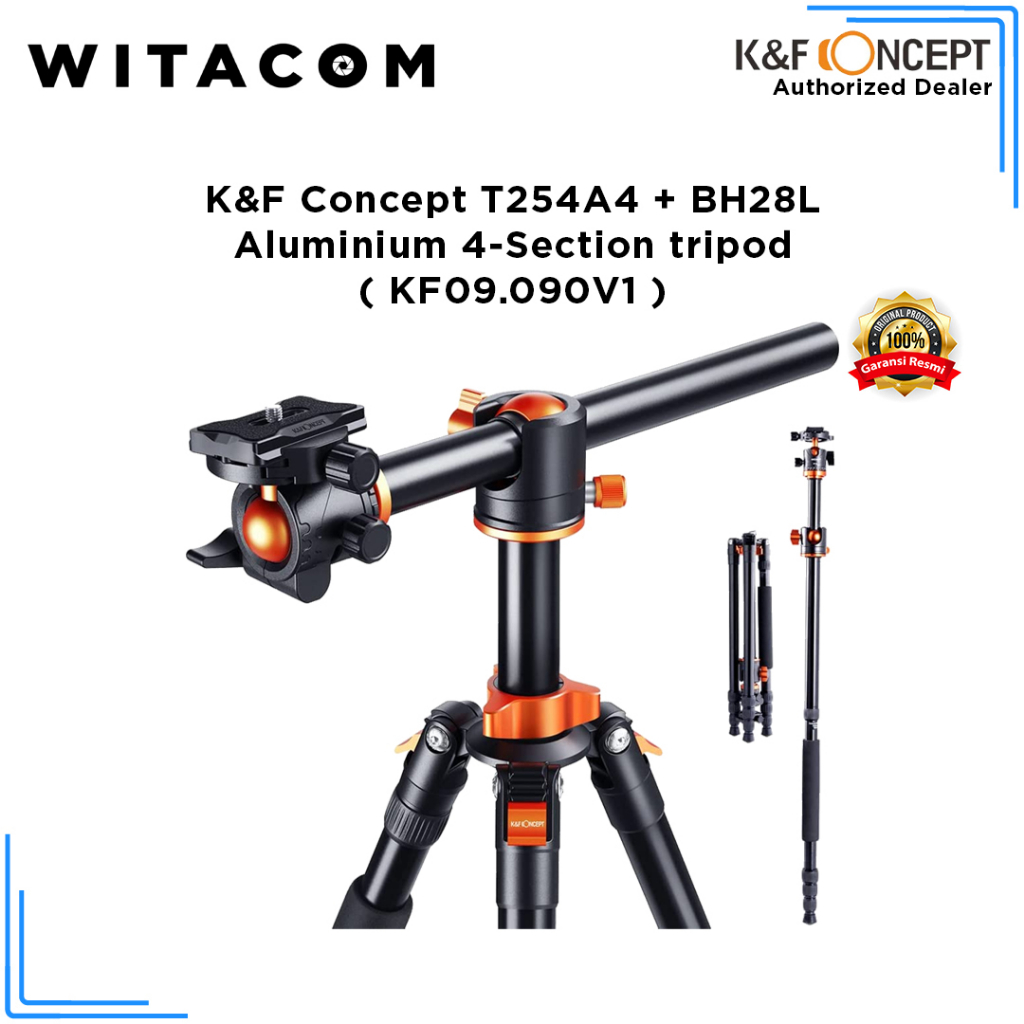K&F KNF Concept T254A4+BH-28L Aluminium 4-Section tripod (KF09.090V1)