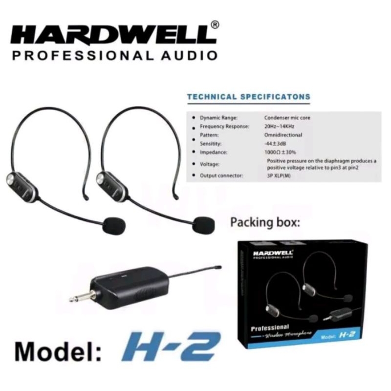 Mic Wireless Hardwell H2 Headset Original Hardwell H2 Bando