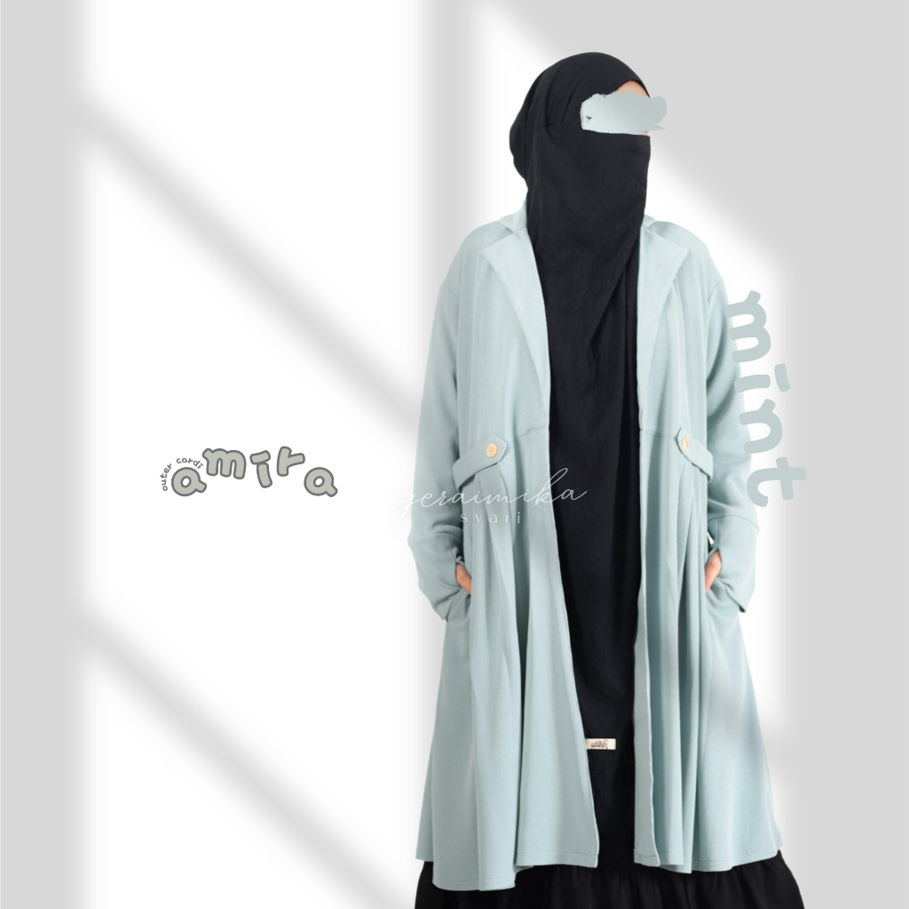 TERMURAH Amira long outer gerai mika Long Outer Blazer muslimah Cardi Blazer Wanita Korea Outer Long
