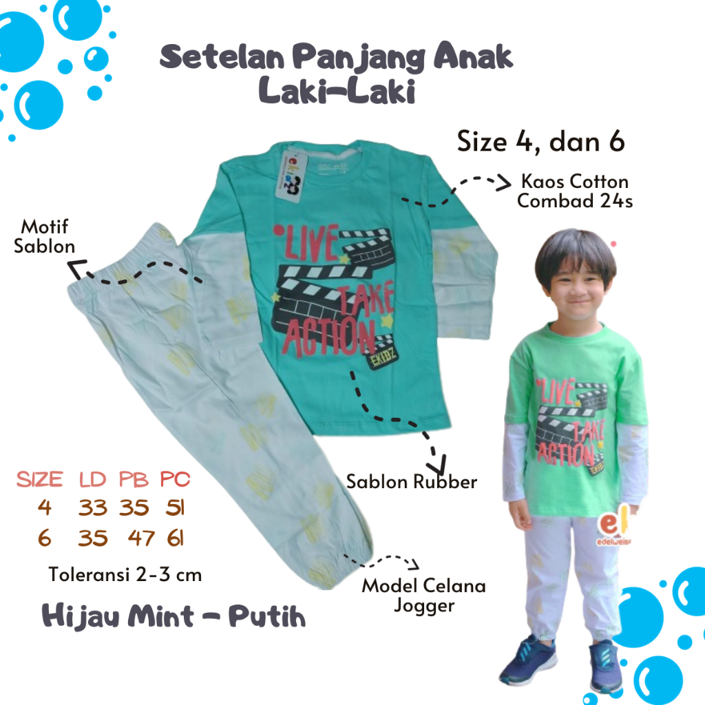BAJU ANAK LAKI / SETELAN ANAK MURAH / SETELAN KAOS ANAK LENGAN PANJANG / SET RISING STAR EKIDZ