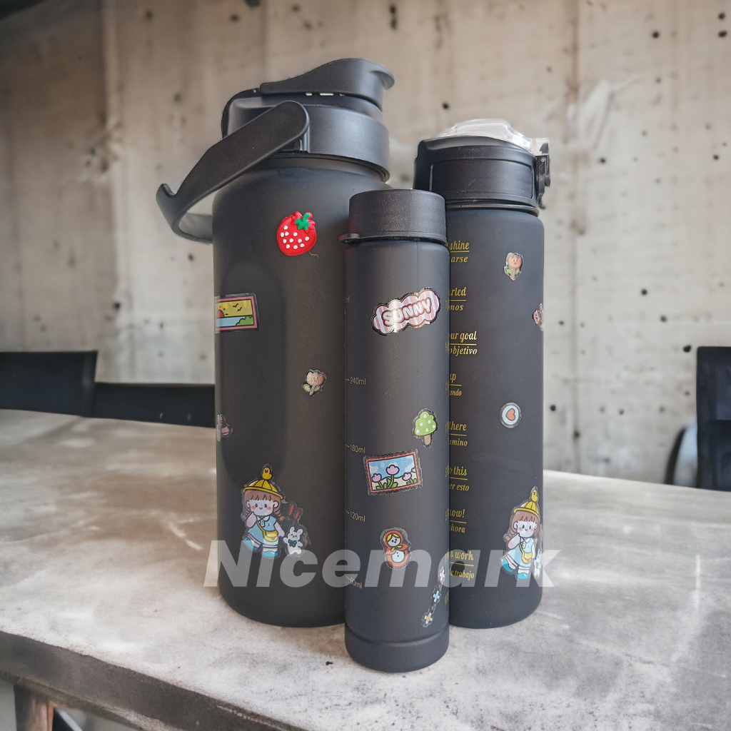 Botol Beranak 2 Liter + 1000ml + 500ml Botol Minum 3 in 1  Viral 1 set free stiker 3D+2D Plastik Bot
