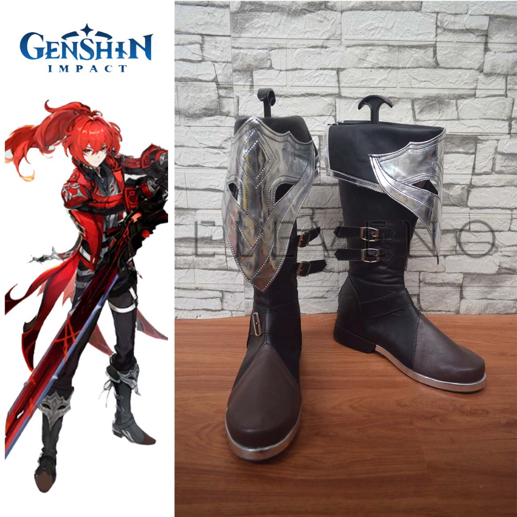 Sepatu Cosplay Diluc Red Dead Of Night
