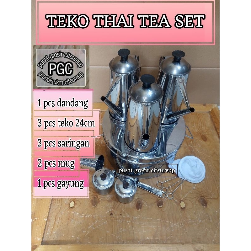 Teko Thai Tea Set Lengkap Minimalis/Dandang Thai Tea Set Teko