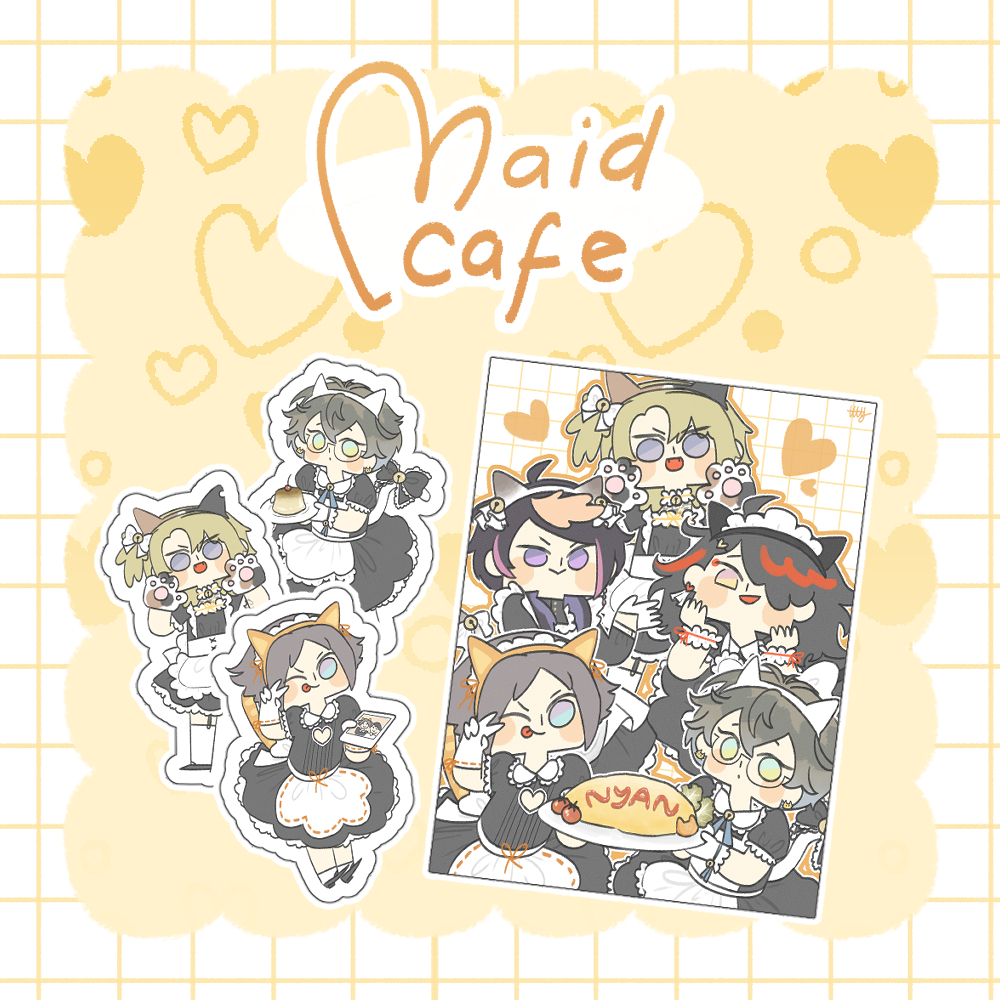 

MAID CAFE set Luxiem Artprint dan Sticker Nijisanji