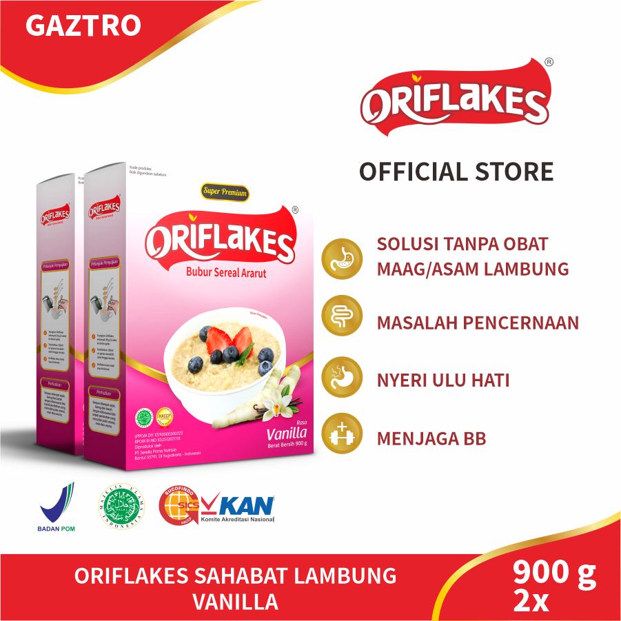 

Oriflakes Gaztro Sereal Umbi Garut Maag dan Asam Lambung 2 x 900 Gram - vanila