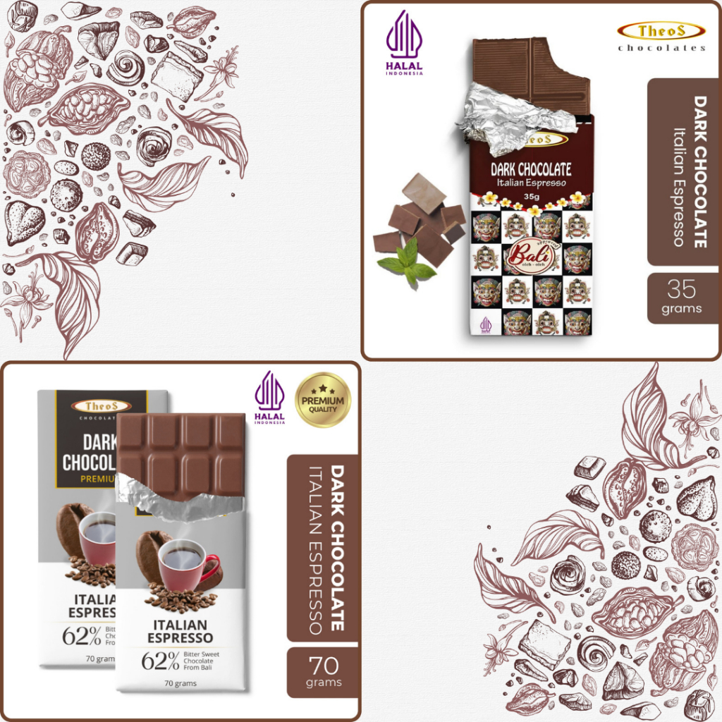 

Theos Chocolates -Italian Espresso Cokelat Bar 35g/70g | Cokelat Kopi ala Italia
