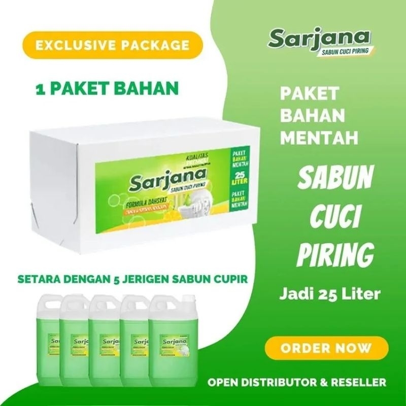 Bahan Sabun Cuci Piring / Paket Sabun Cuci Piring Sarjana 25Liter / SABUN PIRING SARJANA
