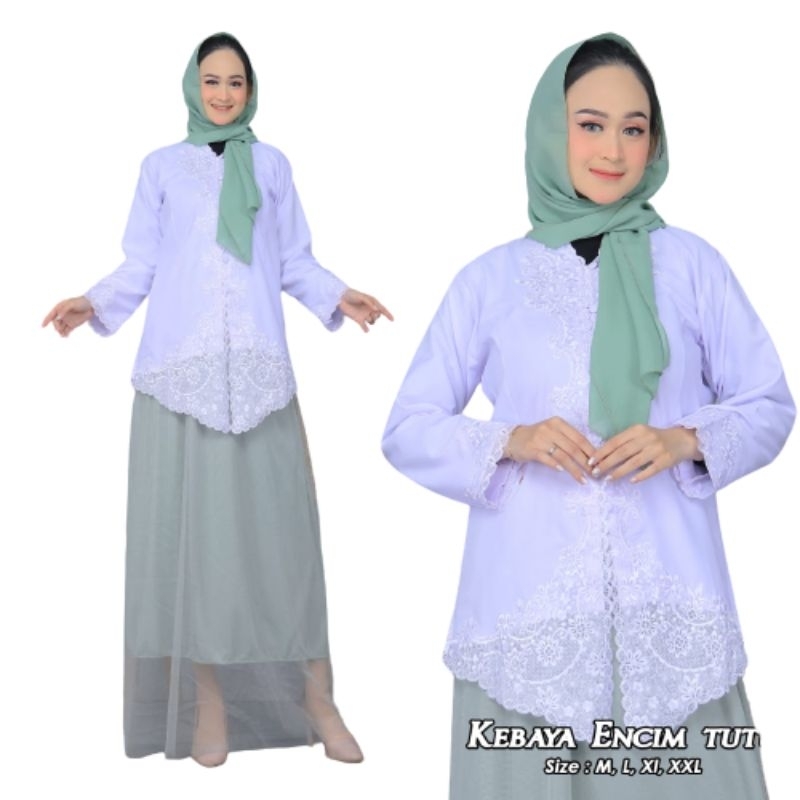 Set Kebaya Encim Bordir Senada free selendang Rok Model  Tutu
