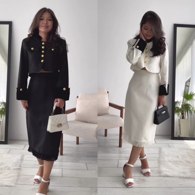 samantha taglabel tweed set top+skirt