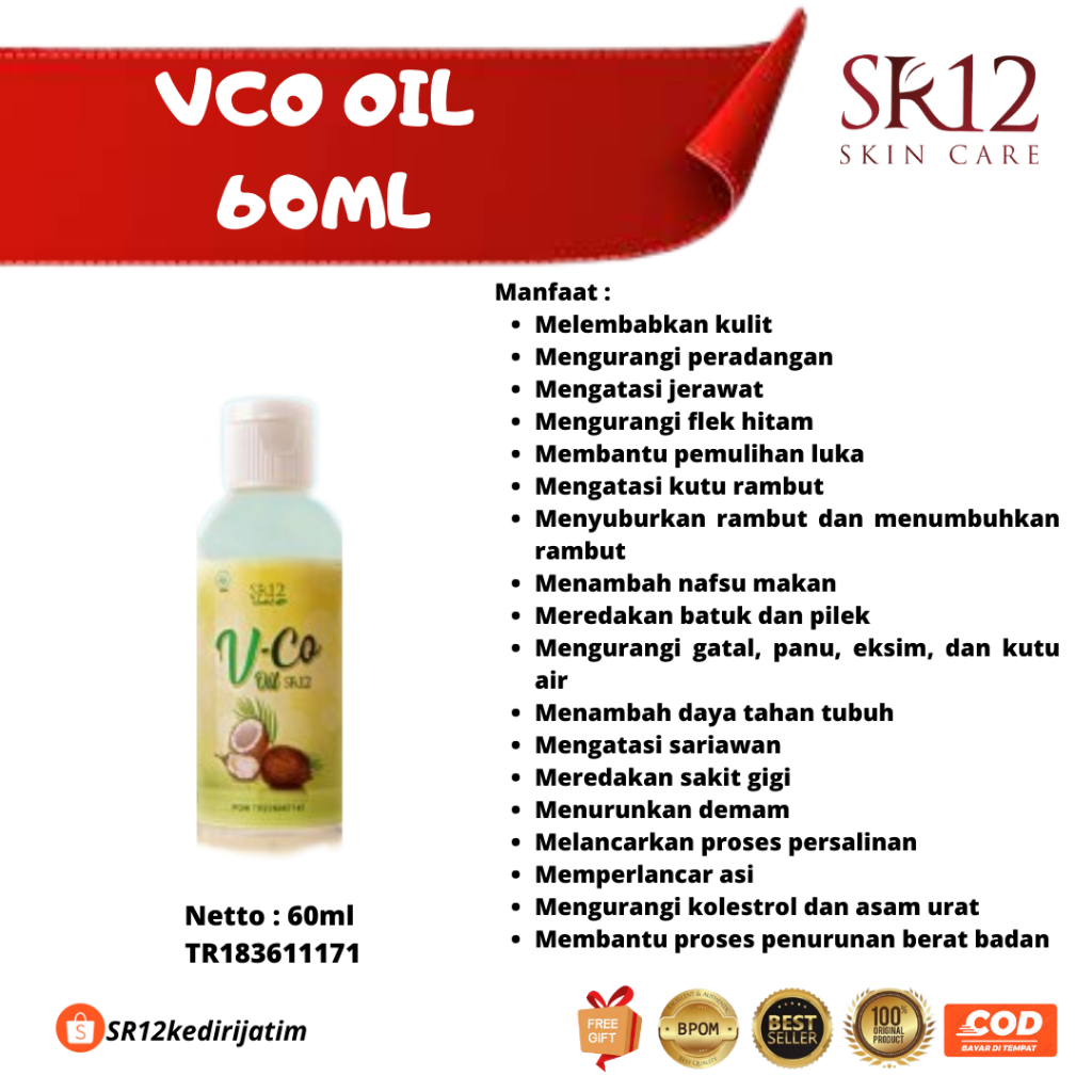 Terlaris SR12 VCO VICO Oil Kapsul Minyak Kelapa Murni BPOM