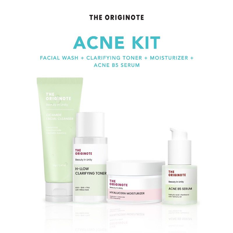 SPECIAL BUNDLE 4in1 The Originote Paket Skincare Facial Wash Toner Serum Moisturizer - ACNE KIT, GLO