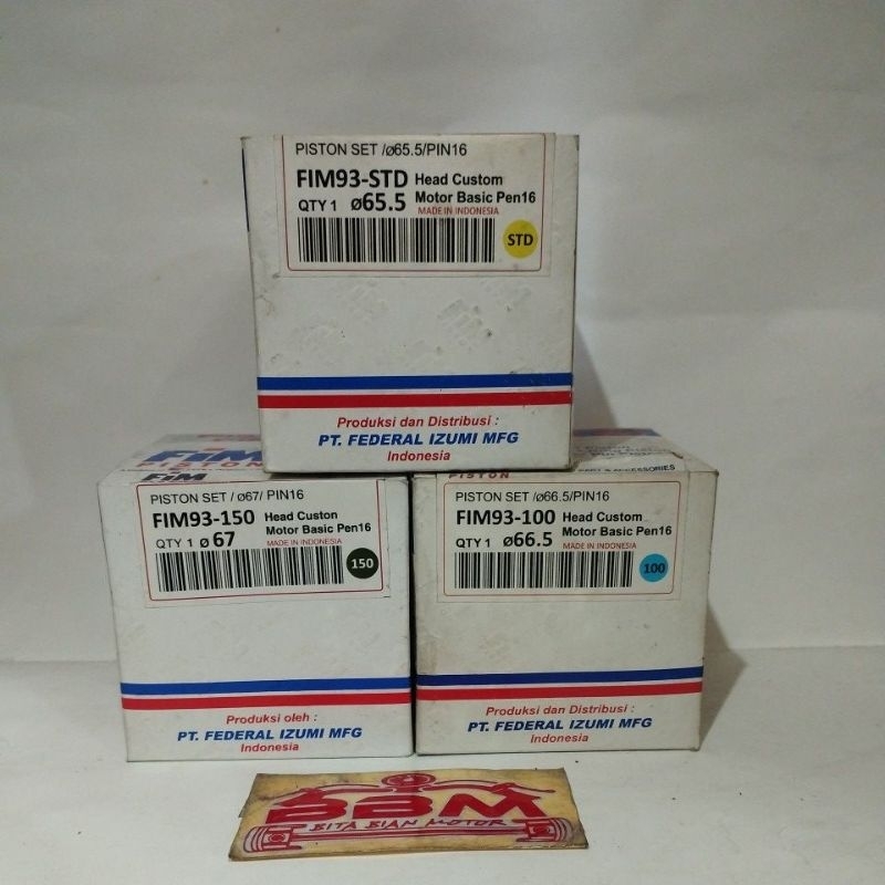 Piston Kit Fim Costum Motor Basic Pen16 Kaze STD, 100, 150