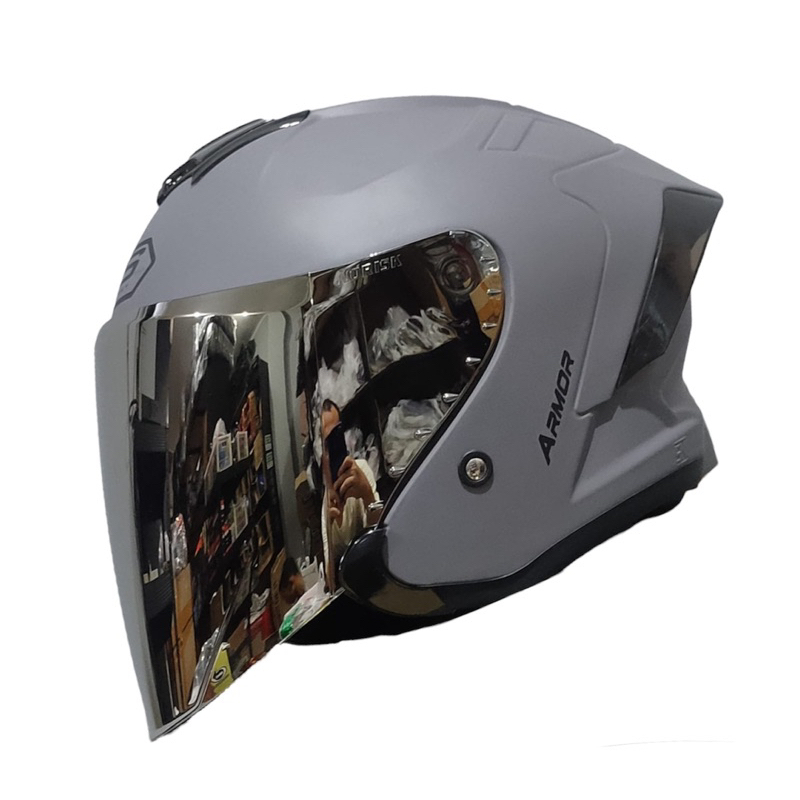 HELM HALF FACE TERBARU JS ARMOR GREY DOFF ORIGINAL 100% REALPICT BER-SNI DAN BISA COD