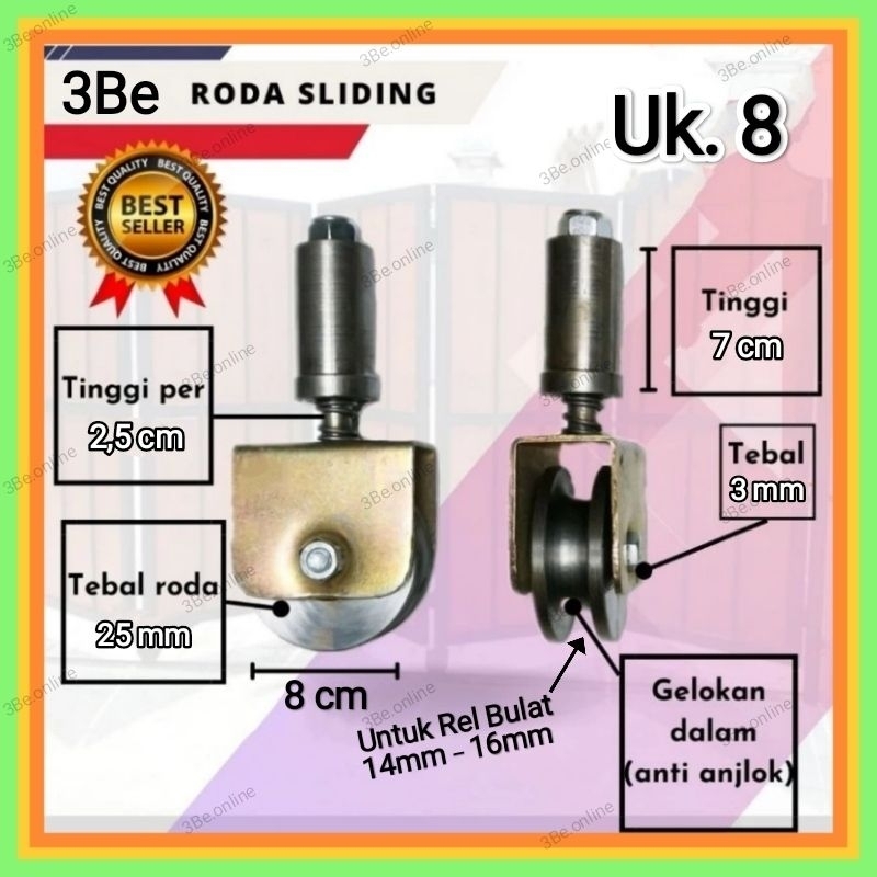 Roda pagar sliding besi super 8cm Roda pintu pagar sleding besi super ukuran 8 cm