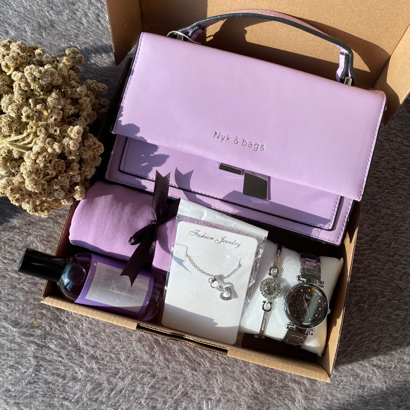 [LILAC EDITION] Hampers Giftbox Tas Wanita Premium dan Aksesoris Hadiah Kado Ulangtahun Wanita