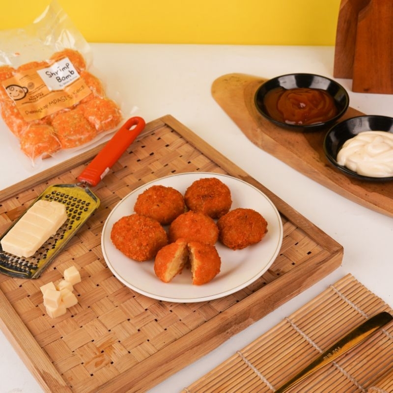 

Bibibi Udang Ayam Keju SHrimp Bomb Lauk Anak Siap Saji Bekal Sekolah Bento Kids Friendly Non MSG