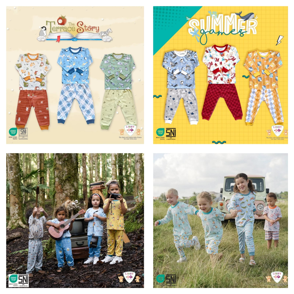 LIBBY BABY SETELAN LENGAN PANJANG CELANA PANJANG PIYAMA BAYI ANAK MOTIF THE TERRACE STORY SUMMER GAM
