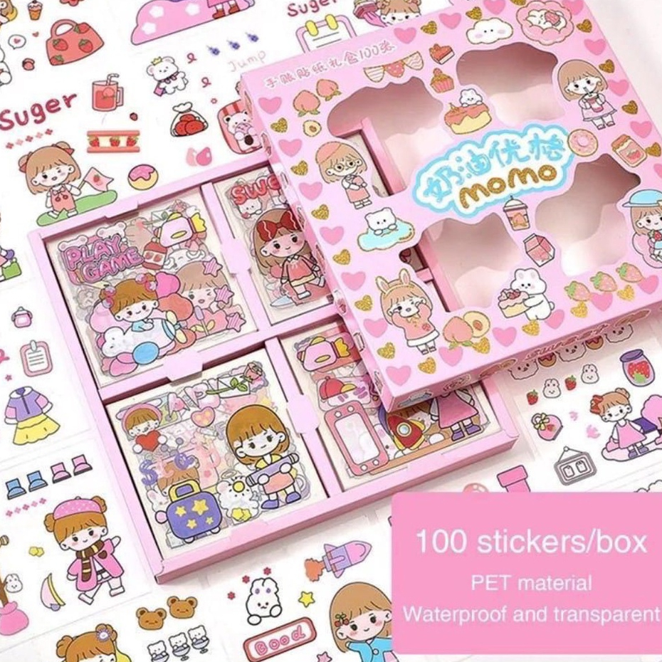 

MKR Sticker Momo Tempelan Kartun Korea Cute Anti Air Handbook Scrapbook Alat Plastik Stiker Anak Boneka Cantik Karakter Gambar