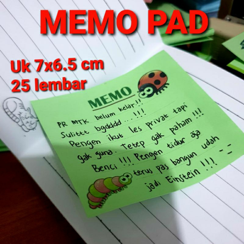 

memo pad cute motif hijau uk 7x6.5 cm