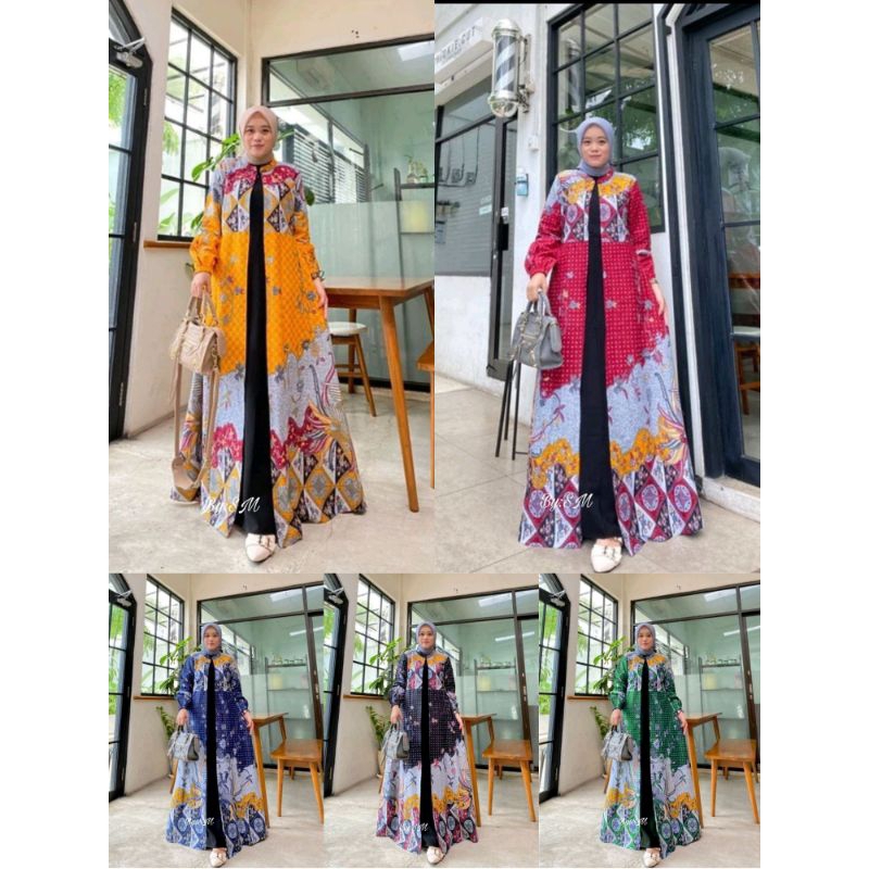 GAMIS CARDY MIX MOSCREPT ORI | GAMIS  BATIK JATBLACK JUMBO | Dress Syar'i Busui Friendly