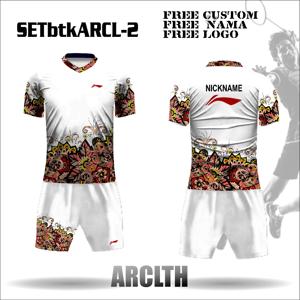 SETELAN jersey badminton batik jersey bulutangkis jersey batik indolnesia free custom