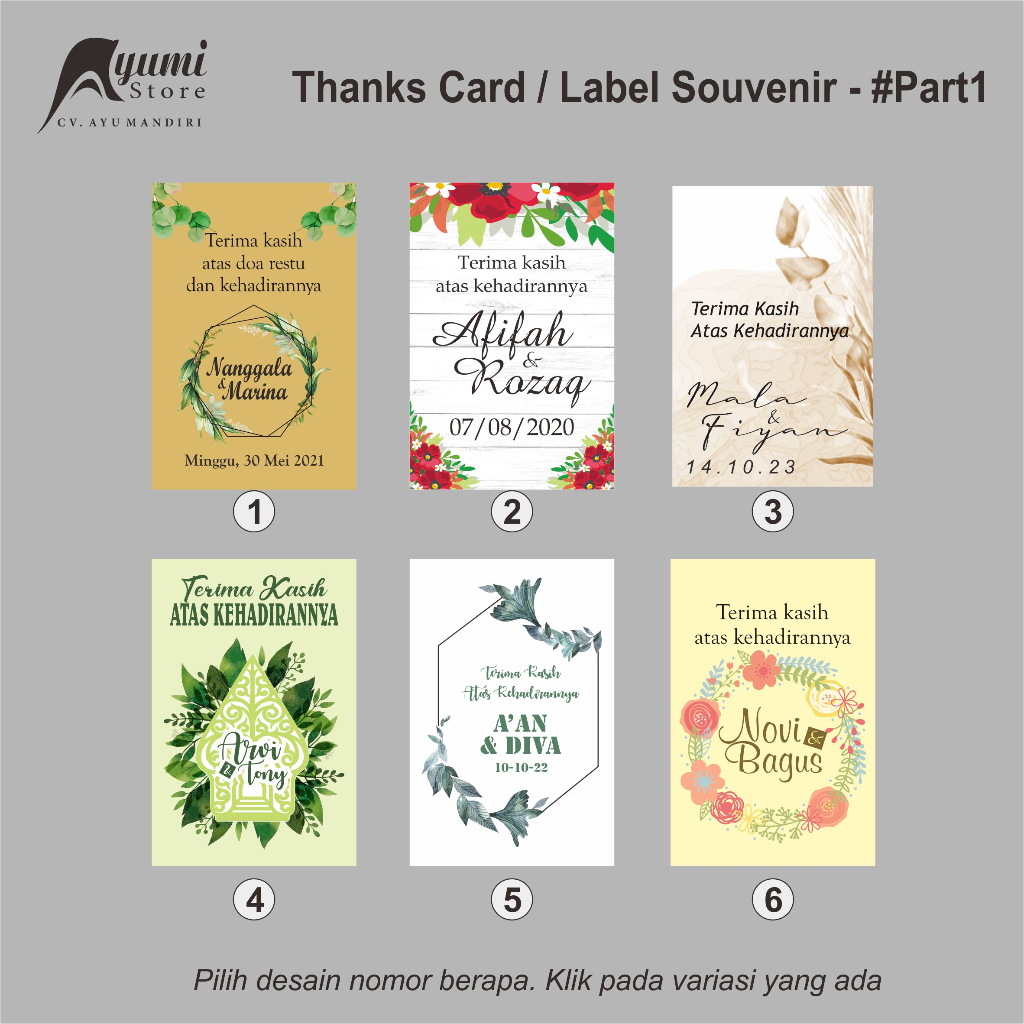 

Kartu Souvenir Label Thanks Card 4x6cm Ucapan Terima Kasih