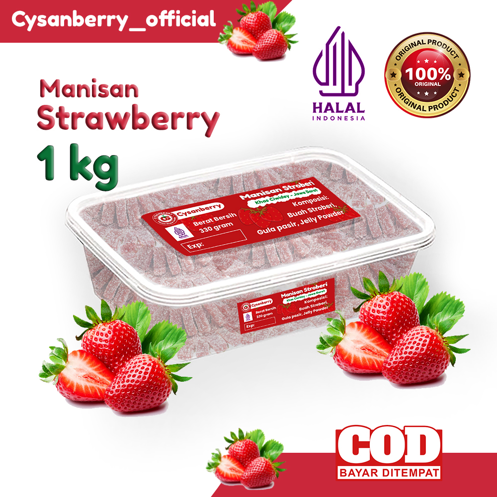 Aneka Cemilan Manisan Buah Stroberi Original / Manisan Strawberry Premium (1kg)