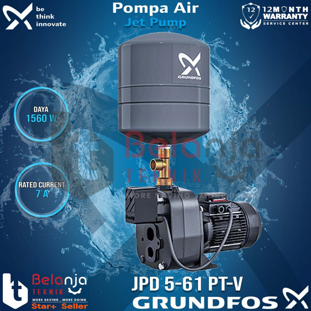 Grundfos Mesin Pompa Air JPD 5-61 - JD Basic 5 Semi Jet Pump 50 Meter 1500 W
