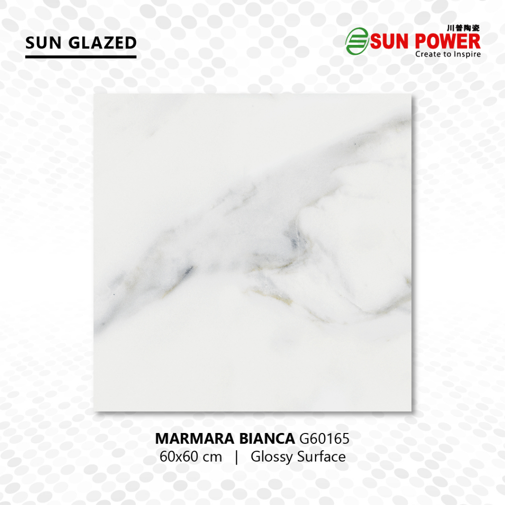 Keramik Lantai Body Putih Glossy - Marmara Bianca 60x60 | Sun Power