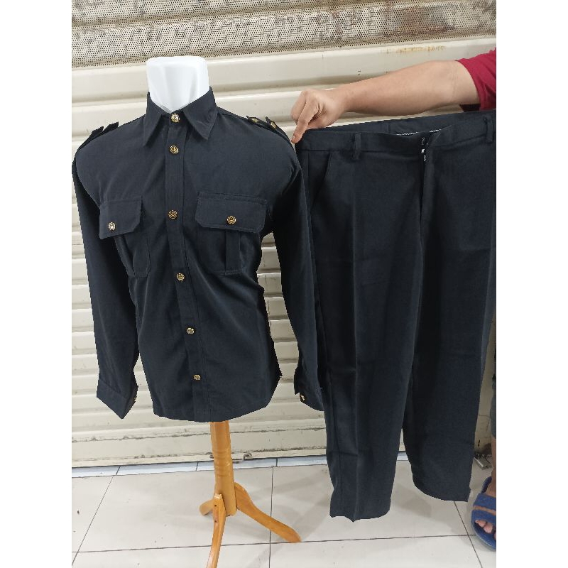 Seragam Safari Hitam Lengan Panjang