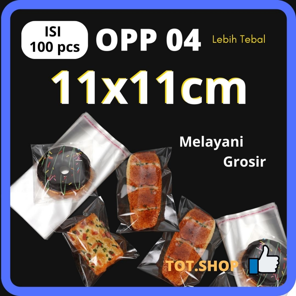 

(04) 11 X 11 OPP LEM PLASTIK KACA DVD,Bakery,Undangan,Roti,Amplop,Angpao (Isi 100 Lembar)