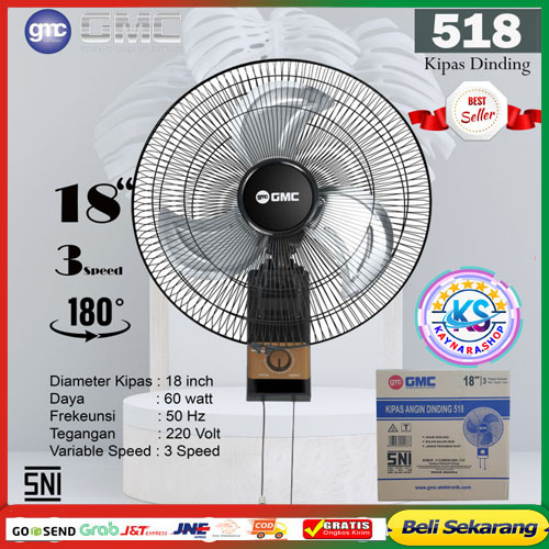 GMC Kipas Angin Dinding Wall Fan GMC 518 - Jumbo Tornado Besi 18 Inch - GMC 518 PROMO ANGIN KENCANG
